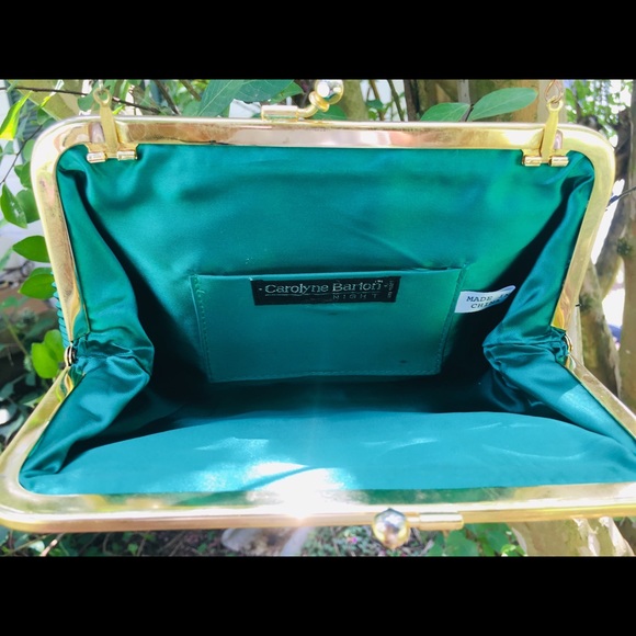 Vintage Teal Pleated Silk Purse - Picture 2 of 3